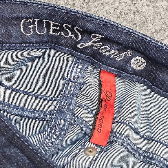 Guess Jeans Power Skinny Size 27 (Fits 29x28) Blue Denim Dark Wash Stretch - Picture 4 of 8